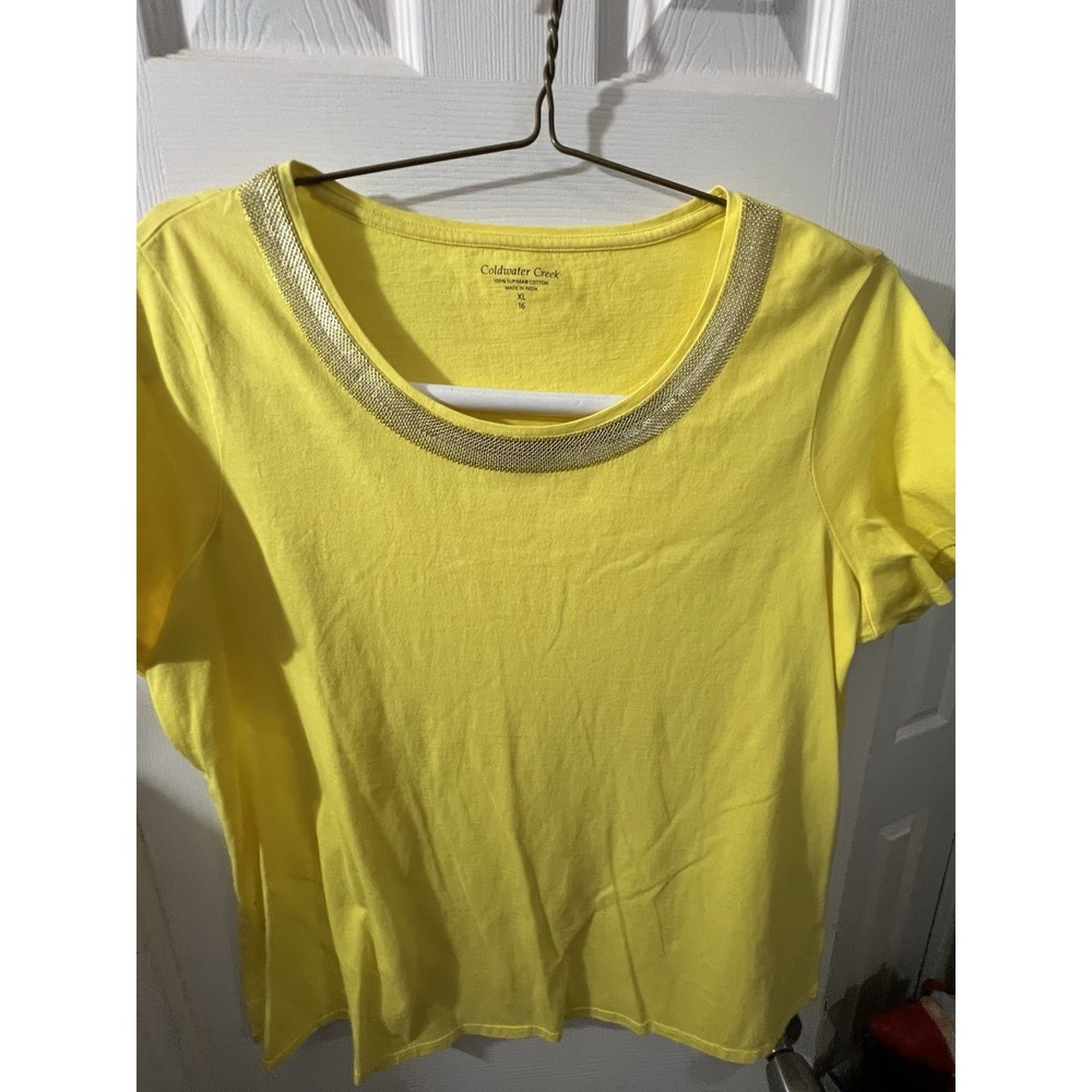 Coldwater Creek Ladies XL Yellow Short Sleeve Supima Cotton Top